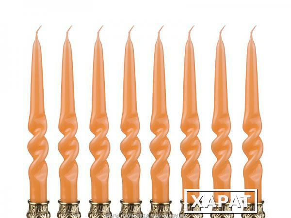 Фото Набор свечей из 8 шт, альфа лакированный, оранжевый высота 23 см