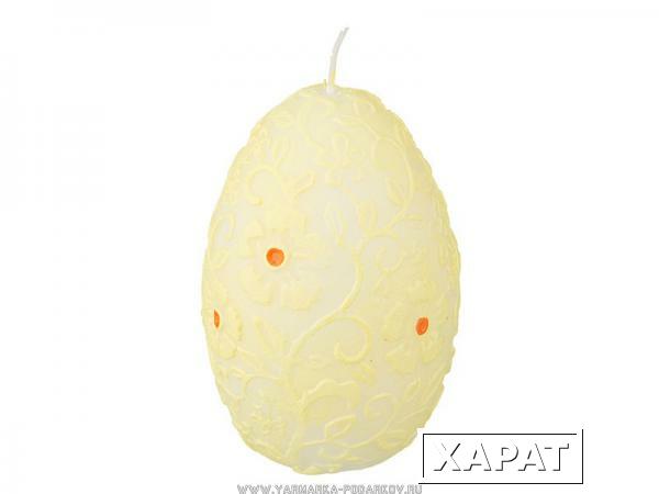 Фото Свеча яйцо желтая высота 11 см,