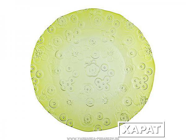 Фото Тарелка флора диаметр 28 см, зеленая без упаковки