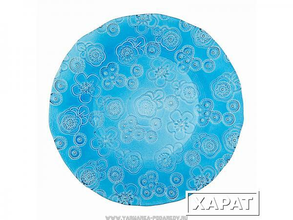 Фото Тарелка флора диаметр 28 см, голубая без упаковки