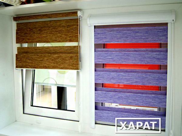 Фото Ролл шторы Зебра на деревянные и ПВХ окна