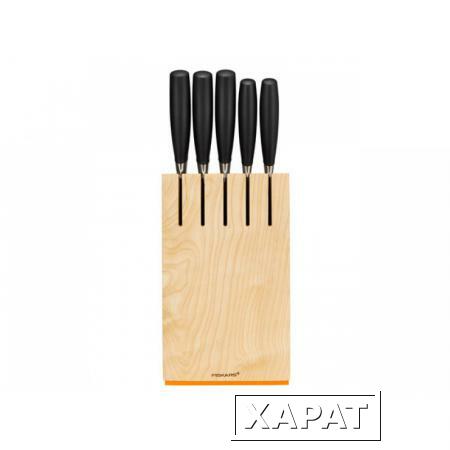 Фото Набор ножей 5 шт. с деревянным блоком Functional Form+ Fiskars (1016004)