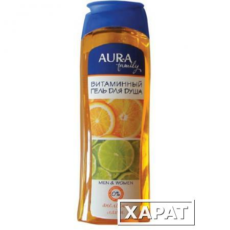 Фото Гель для душа 260 мл, AURA, витаминный, очищает и увлажняет кожу, "Экстракт апельсина и лайма"