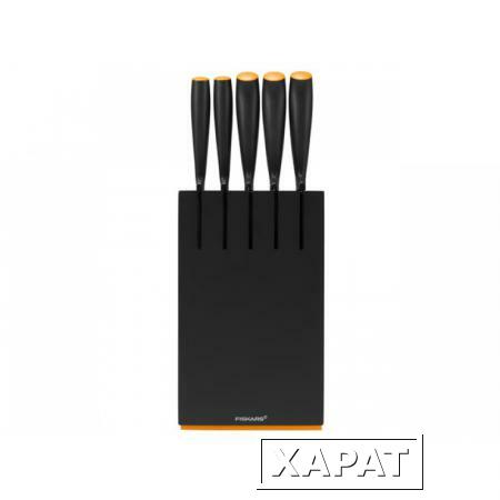 Фото Набор ножей 5 шт. с деревянным черным блоком Functional Form Fiskars (1014190)