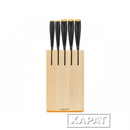 Фото Набор ножей 5 шт. с деревянным блоком Functional Form Fiskars (1014211)