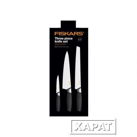 Фото Набор ножей 3 шт. (нож для хлеба, нож кухонный, нож для овощей) Functional Form+ Fiskars (1016006)