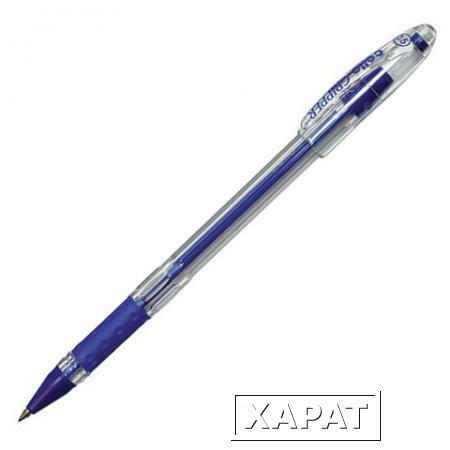 Фото Ручка шариковая масляная CELLO "Gripper", корпус прозрачный, толщина письма 0,5 мм, резиновый держатель, синяя