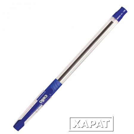Фото Ручка шариковая масляная CELLO "Slimo Grip", корпус прозрачный, толщина письма 0,7 мм, резиновый держатель, синяя