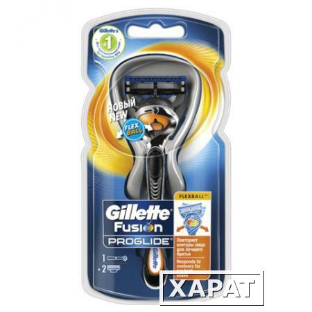 Фото Бритва GILLETTE (Жиллет) "Fusion ProGlide", с 2 сменными кассетами, для мужчин