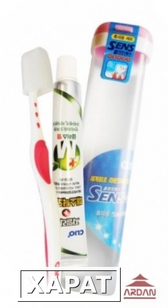 Фото 006253 CLIO Дорожный набор в пластиковой тубе. Зубная щетка с антибактериальной щетиной + зубная паста, устраняющая неприятный запах.