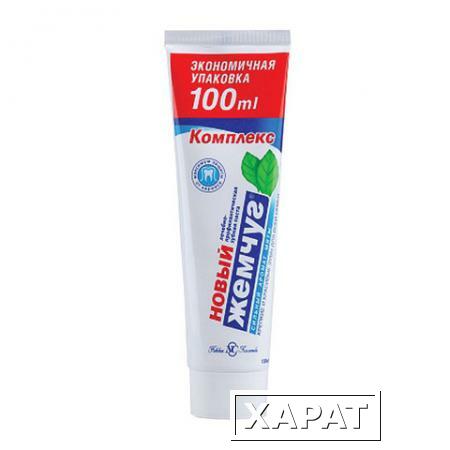 Фото Зубная паста 100 мл, НОВЫЙ ЖЕМЧУГ, комплексная защита от кариеса, с сильным ароматом мяты