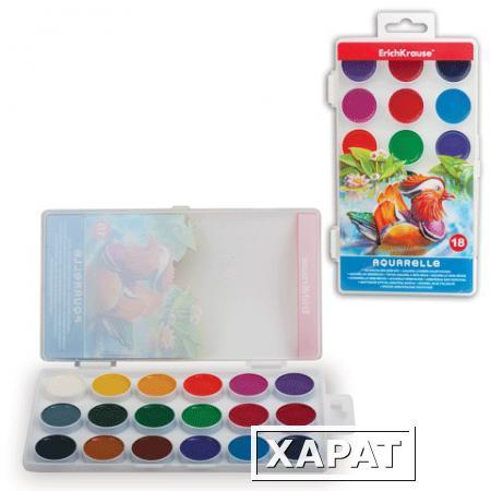 Фото Краски акварельные ERICH KRAUSE "School", 18 цветов, медовые, пластиковая коробка с европодвесом