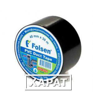 Фото Гидроизоляционная PVC лента Folsen 48ммх30м чёрная 05164