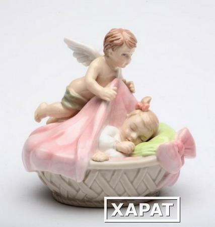 Фото Статуэтка, 8,3 см, ангел с девочкой Cosmos Gifts HE203-469B