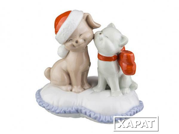 Фото Фигурка "кошка с собакой" высота=10 см. Porcelain Manufacturing (22-1040)