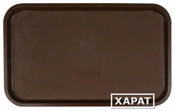 Фото Поднос столовый из полистирола 530х330 мм темно-коричневый [1737]