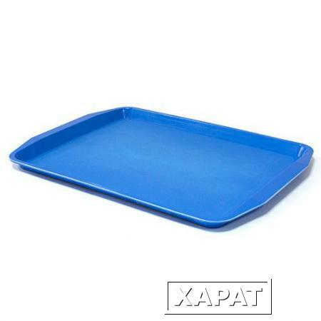 Фото Поднос пластиковый прямоугольный 450х320х20 мм (синий), в упак. 50 шт.