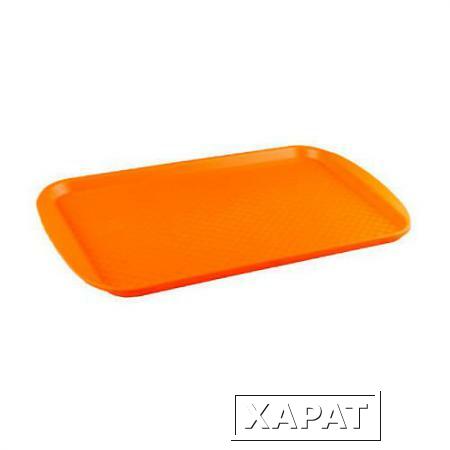 Фото Поднос пластиковый прямоугольный 420х300х20мм (оранжевый) арт. 422106708 в упак. 16 шт.