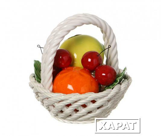 Фото Изделие декоративное "корзина с фруктами" шестиугольная" высота=14 см.диаметр=14 см. Ceramiche D'arte (335-226)