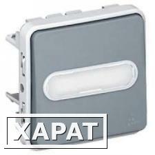 Фото Кнопочный выключатель Plexo IP55 подсветка, держатель этикетки, НО+НЗ контакты, встроенный монтаж, серый | арт. 69824 | Legrand