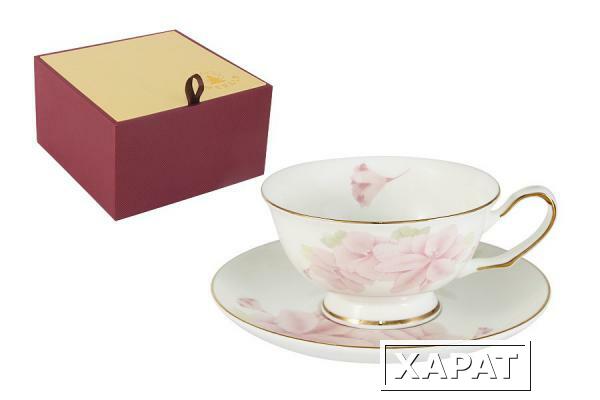 Фото Чашка с блюдцем Розовые цветы Emerald ( E5-HV004011_CS-AL )