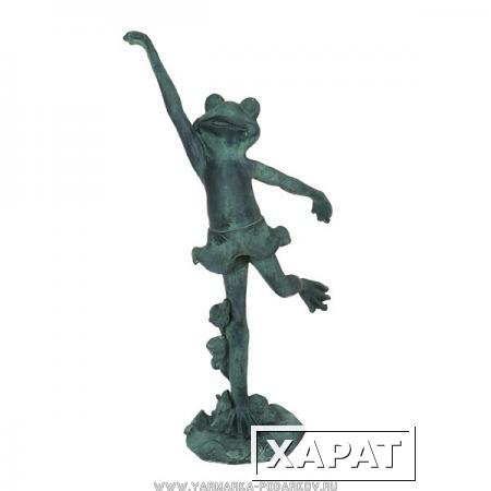 Фото Фигурка танцующая лягушка цвет: зеленая бронза 17,5х12х42,5 см