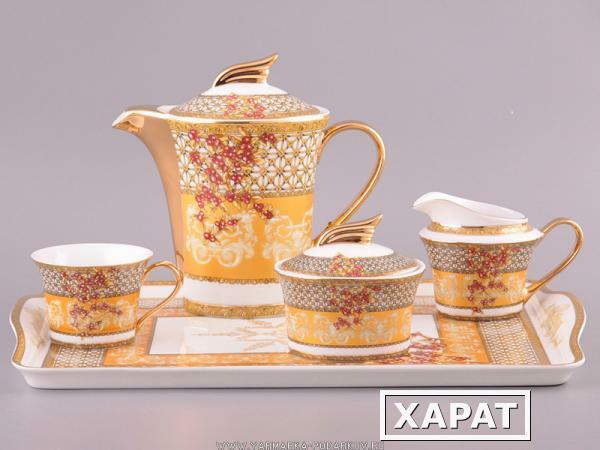 Фото Чайный сервиз на 6 персон 10 пр.: чайник+молочник+сахарница+поднос+6 чашек 200/1000 мл