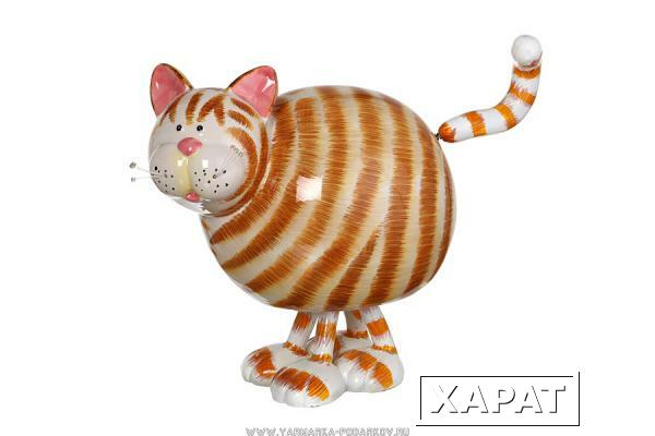 Фото Статуэтка с качающейся головой кошка коричневая 31,8х24х30 см