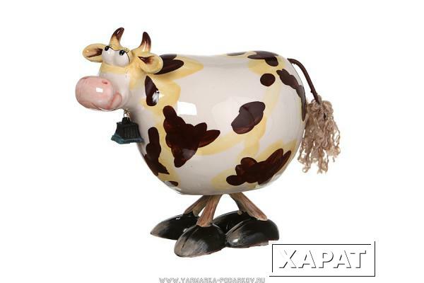 Фото Статуэтка с качающейся головой коричневая корова 16,5х10,2х13,3 см