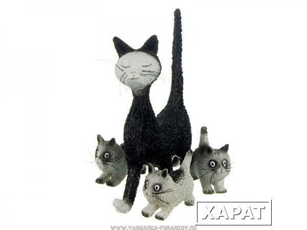 Фото Фигурка кошка с котятами высота 11 см