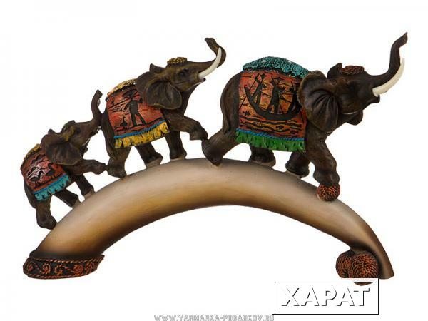 Фото Фигурка три слона 37х8х22см, коллекция этника