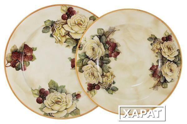 Фото Набор тарелок: суповая + обеденная Роза и малина LCS ( LCS353-RM-AL )