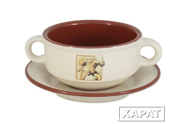 Фото Суповая чашка на блюдце Шеф-повар Terracotta ( TLY923-CHEF-AL )