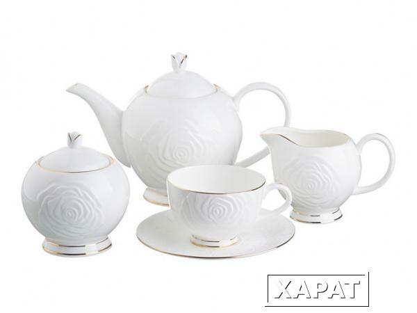 Фото Чайный сервиз "blanco" на 6 персон 15 пр.1000/250/300/350 мл.высота=16/6/12/9 см. Porcelain Manufacturing (264-306)