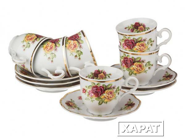 Фото Кофейный набор на 6 персон "английские розы" 12 пр.150 мл. Bohemia Porcelan (655-221)