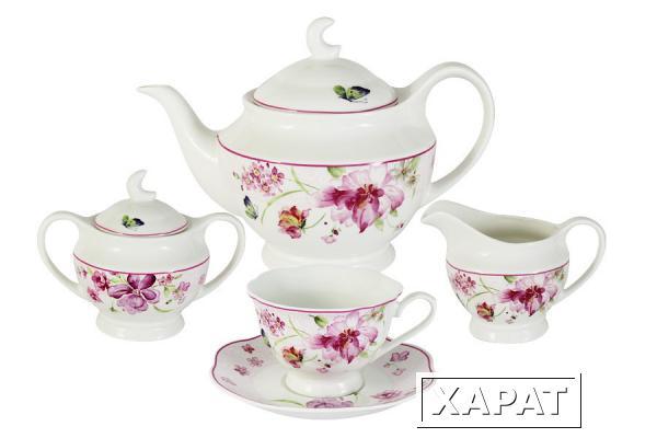 Фото Чайный сервиз из 15 предметов на 6 персон Розовые цветы Primavera ( PW-15-412D-AL )