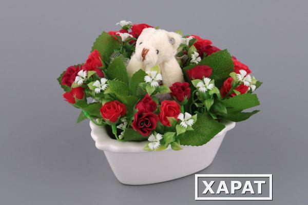 Фото Изделие декоративное "цветы в кашпо" 13*12*12 см. Huajing Plastic (70-312)