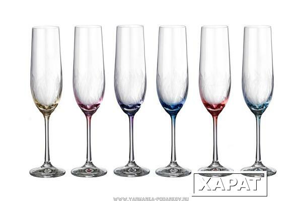 Фото Набор бокалов для шампанского из 6 шт, виола q8417 190 мл, высота 24 см,