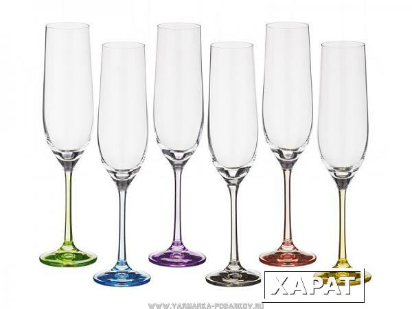 Фото Набор бокалов для шампанского из 6 шт, rainbow 190 мл, высота 24 см,