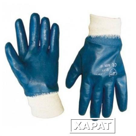 Фото Перчатки нитриловые с полным покрытием (манжет резинка) одинарный облив (Перчатки, рукавицы, краги)