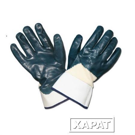 Фото Перчатки нитриловые с частичным покрытием (манжет крага) двойной облив (Перчатки, рукавицы, краги)