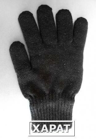 Фото Перчатки трикотажные хб двойные, чёрные (утепленные)
