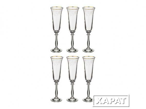 Фото Набор бокалов для шампанского "анжела" из 6 шт. 190 мл..высота=25 см. Crystalex Cz (674-498)
