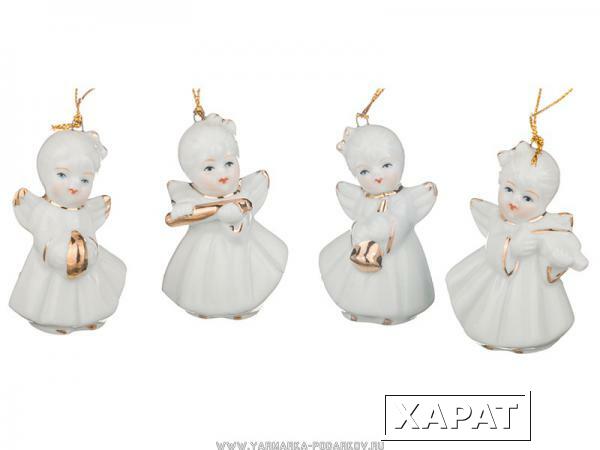Фото Комплект фигурок из 4 шт, ангелы-музыканты 3х4 см, высота 7 см