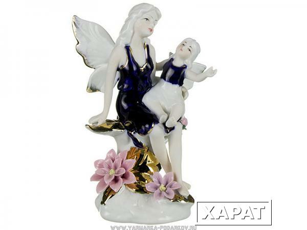 Фото Статуэтка ангел с ребёнком на цветке высота 18 см,
