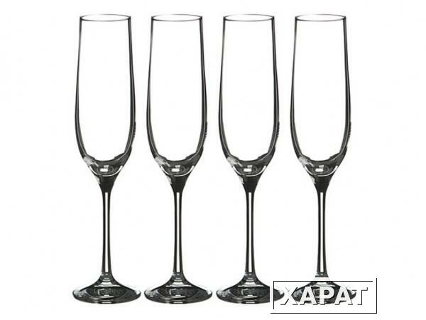 Фото Набор бокалов для шампанского из 4 шт. "бар" 190 мл. высота=24 см. Crystalex Cz (674-275)