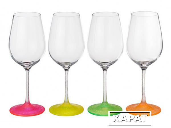 Фото Набор бокалов для вина из 4 шт."neon frozen" 350 мл. высота=22,5 см. Crystalex Cz (674-333)