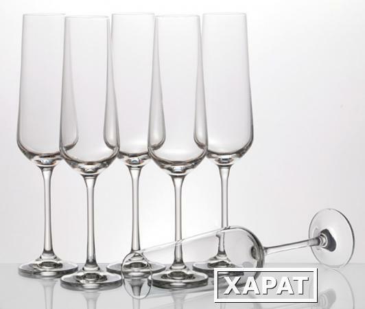 Фото Набор бокалов для шампанского из 6 шт."сандра" 200 мл..высота=25 см. Crystalex Cz (674-171)
