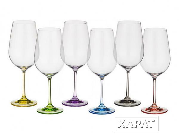 Фото Набор бокалов для вина из 6 шт. "rainbow" 350 мл. высота=22 см. Crystalex Cz (674-414)