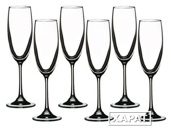 Фото Набор бокалов для шампанского из 6 шт. "гурман" 180 мл.высота=23 см. Crystalite Bohemia (669-042)